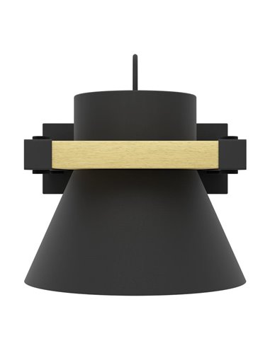Aplique de pared madera y acero negro MACCLES, E27