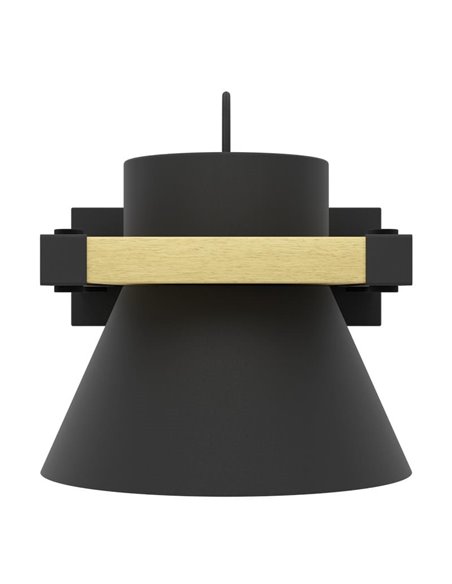 Aplique de pared madera y acero negro MACCLES, E27