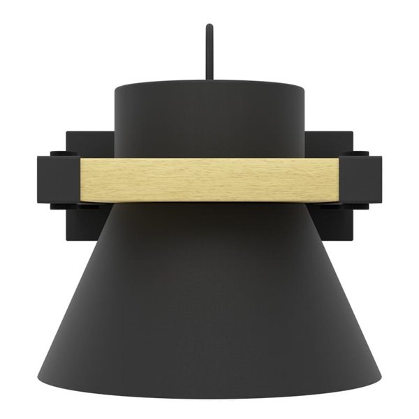 Applique murale MACCLES en acier noir et bois, E27