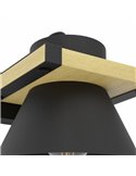 Aplique de pared madera y acero negro MACCLES, E27