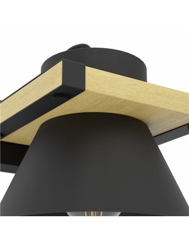 Aplique de pared madera y acero negro MACCLES, E27