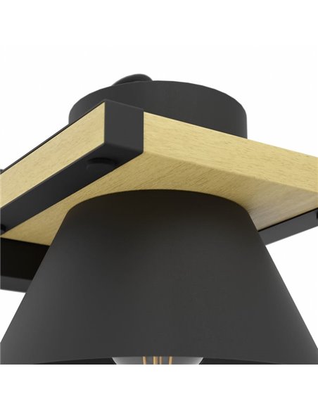 Aplique de pared madera y acero negro MACCLES, E27