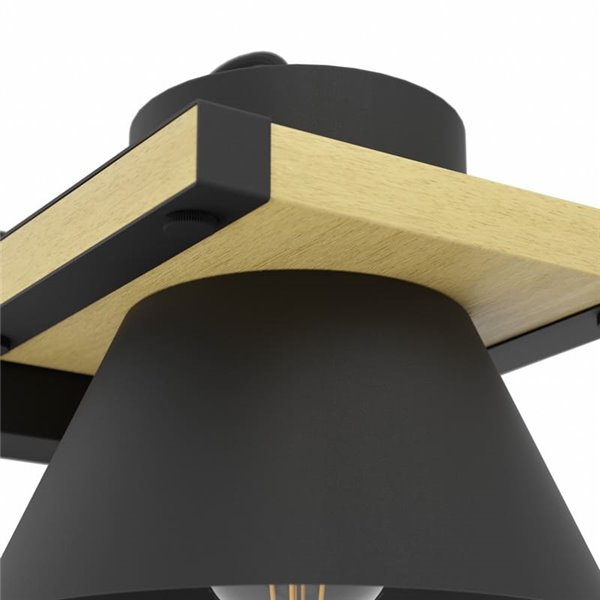 Aplique de pared madera y acero negro MACCLES, E27