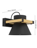 Aplique de pared madera y acero negro MACCLES, E27