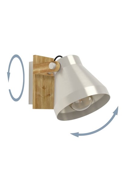 Aplique de pared y techo CAWTON, madera y metal color crema, E27