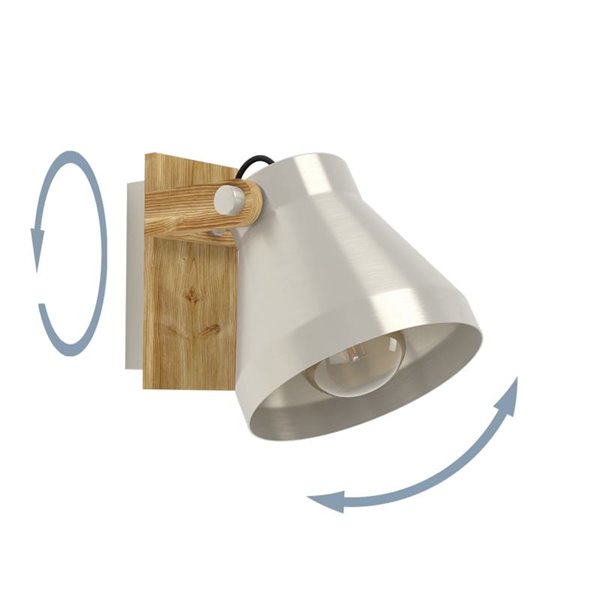 Aplique de pared y techo CAWTON, madera y metal color crema, E27