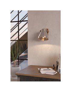 Aplique de pared y techo CAWTON, madera y metal color crema, E27 2