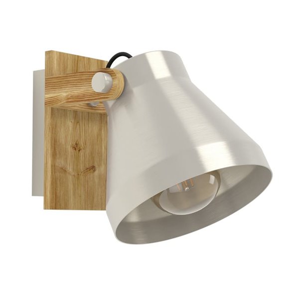 Aplique de pared y techo CAWTON, madera y metal color crema, E27