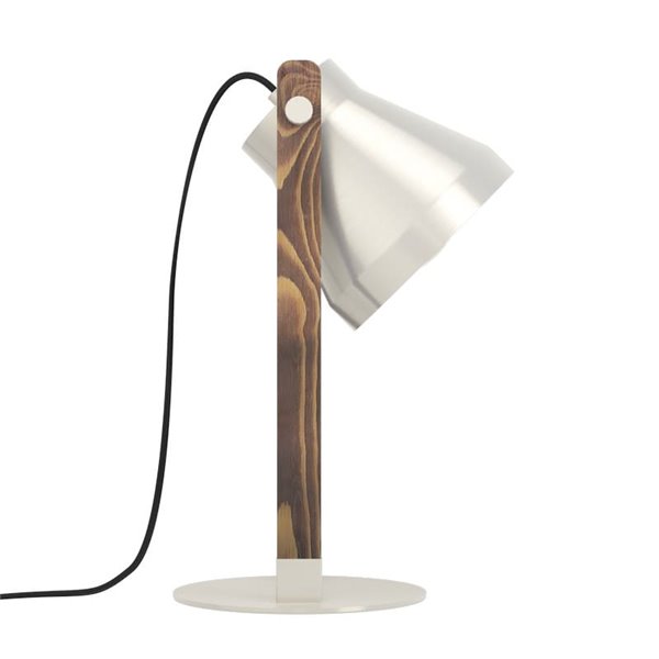 Lámpara de mesa CAWTON, de madera y metal color crema, E27, pantalla giratoria