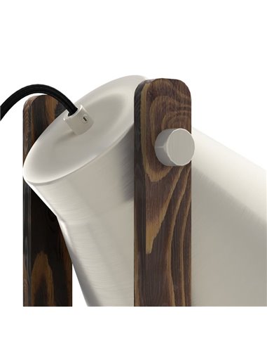 Lámpara de mesa CAWTON, de madera y metal color crema, E27, pantalla giratoria