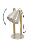 Lámpara de mesa CAWTON, de madera y metal color crema, E27, pantalla giratoria