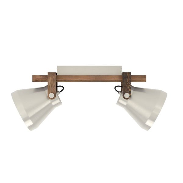 Applique et plafonnier CAWTON, 2 gyrophares E27, bois et métal crème