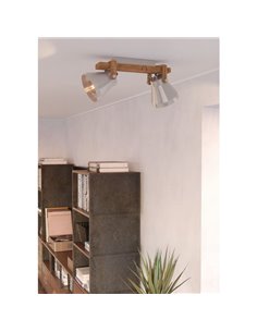 Aplique de pared y techo CAWTON, 2 Luces E27 giratorio, madera y metal color crema 2