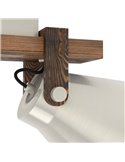 Aplique de pared y techo CAWTON, 2 Luces E27 giratorio, madera y metal color crema