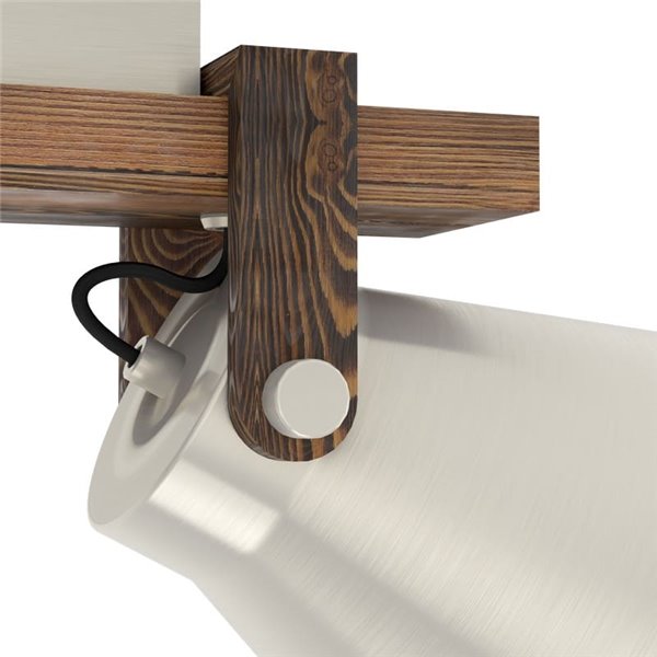 Applique et plafonnier CAWTON, 2 gyrophares E27, bois et métal crème