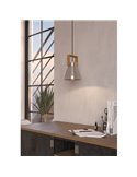 Lámpara colgante de 1 Luz E27 CAWTON, madera y metal crema