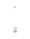 1 Luminária pendente Light E27 CAWTON, madeira e metal creme