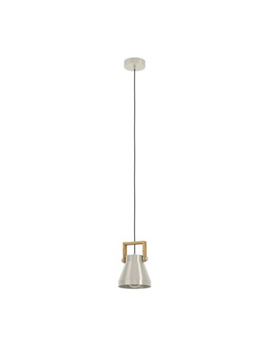 1 Luminária pendente Light E27 CAWTON, madeira e metal creme