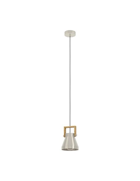 Lámpara colgante de 1 Luz E27 CAWTON, madera y metal crema