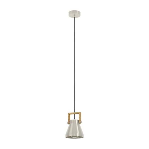 Suspension 1 Lumière E27 CAWTON, bois et métal crème