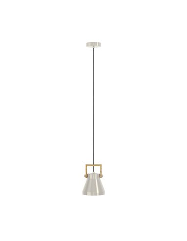 Suspension 1 Lumière E27 CAWTON, bois et métal crème
