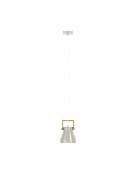 Lámpara colgante de 1 Luz E27 CAWTON, madera y metal crema