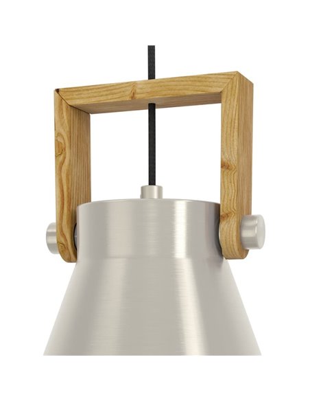 Lámpara colgante de 1 Luz E27 CAWTON, madera y metal crema