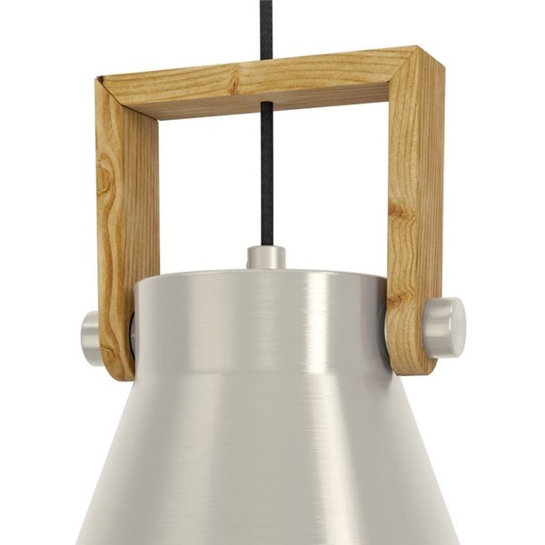 Lámpara colgante de 1 Luz E27 CAWTON, madera y metal crema