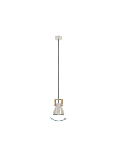 Lámpara colgante de 1 Luz E27 CAWTON, madera y metal crema