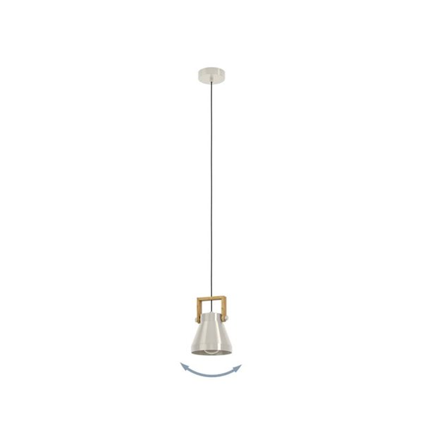 Lámpara colgante de 1 Luz E27 CAWTON, madera y metal crema