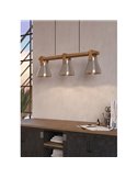 Lámpara colgante con 3 portalámparas E27 CAWTON, madera y metal color crema