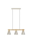 Luminária pendente com 3 casquilhos E27 CAWTON, madeira e metal creme