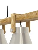 Luminária pendente com 3 casquilhos E27 CAWTON, madeira e metal creme
