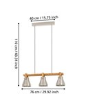 Lámpara colgante con 3 portalámparas E27 CAWTON, madera y metal color crema