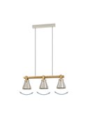 Lámpara colgante con 3 portalámparas E27 CAWTON, madera y metal color crema