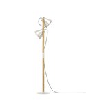 Lampadaire en bois et métal crème, CAWTON avec 2 Lumières E27