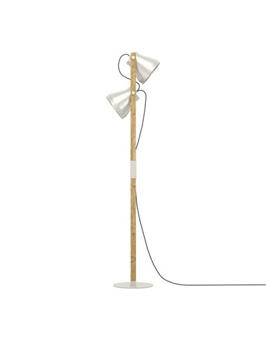 Lampadaire en bois et métal crème, CAWTON avec 2 Lumières E27