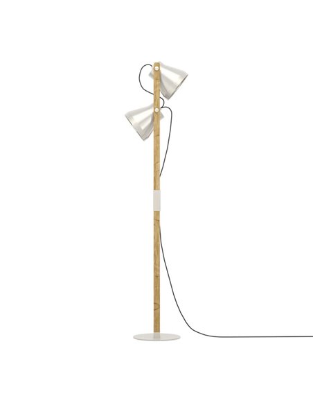 Lampadaire en bois et métal crème, CAWTON avec 2 Lumières E27