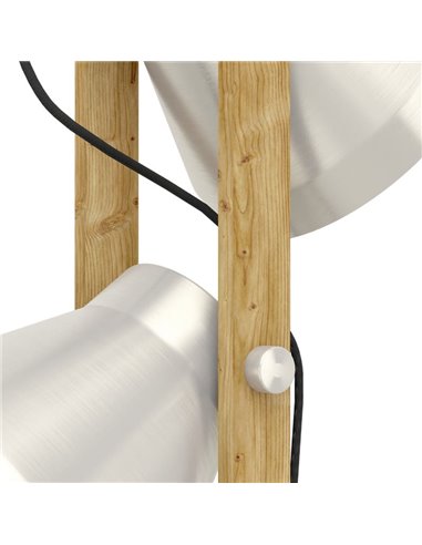 Candeeiro de pé em madeira e metal creme, CAWTON com 2 luzes E27