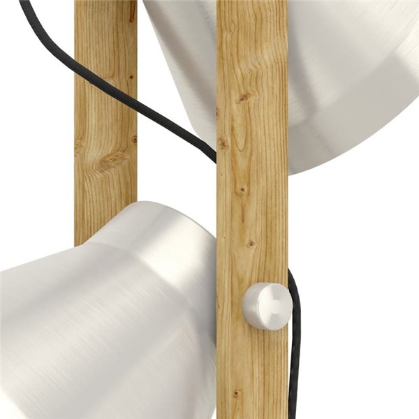 Lampadaire en bois et métal crème, CAWTON avec 2 Lumières E27