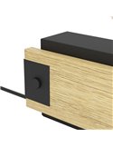 Lámpara de mesa de madera flameada y metal negro LAYHAM, con 1 Luz E27