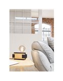 Lámpara de mesa de madera flameada y metal negro LAYHAM, con 1 Luz E27