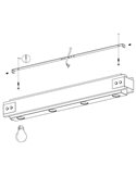 Lámpara de techo de madera flameada y metal negro LAYHAM, con 4 Luces E27, 76cm de largo