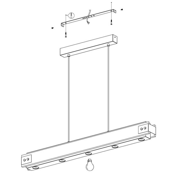 Lampe à suspension LAYHAM, en bois flammé et métal noir avec 5 Lumières E27