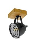 Applique et plafonnier GATEBECK, 1 Lumière E14, socle en bois, abat-jour noir