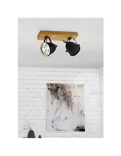 Lámpara de techo con base de manerda GATEBECK, 2 Luces E14, pantalla negro 2