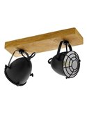 Lámpara de techo con base de manerda GATEBECK, 2 Luces E14, pantalla negro