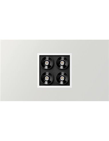 Downlight LED empotrable cuadrado BLACK FOSTER REC 2X2 FLOOD 38º, 2700K/3000K/4000K, varios colores, regulable/no regulable