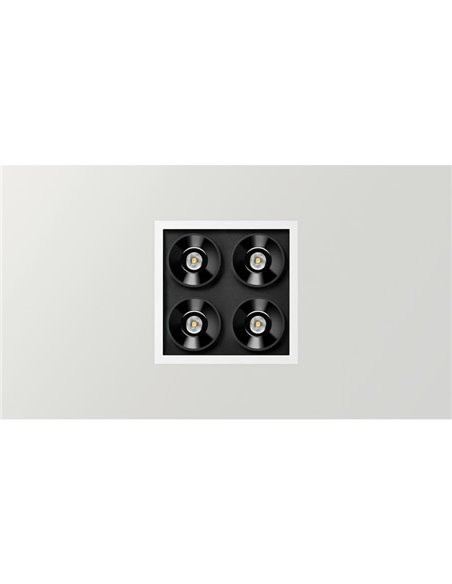 Downlight LED empotrable cuadrado BLACK FOSTER REC 2X2 FLOOD 38º, 2700K/3000K/4000K, varios colores, regulable/no regulable