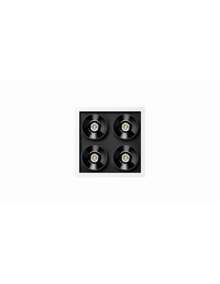 Downlight LED carré encastrable BLACK FOSTER REC 2X2 FLOOD 38º, 2700K/3000K/4000K, différentes couleurs, dimmable/non dimmable